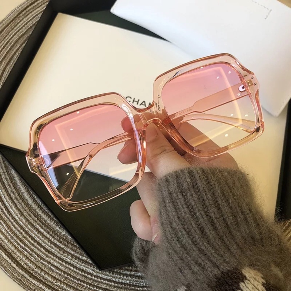 Sunglasses square oversize summer women champagne black pink luxury - Picture 10 of 14